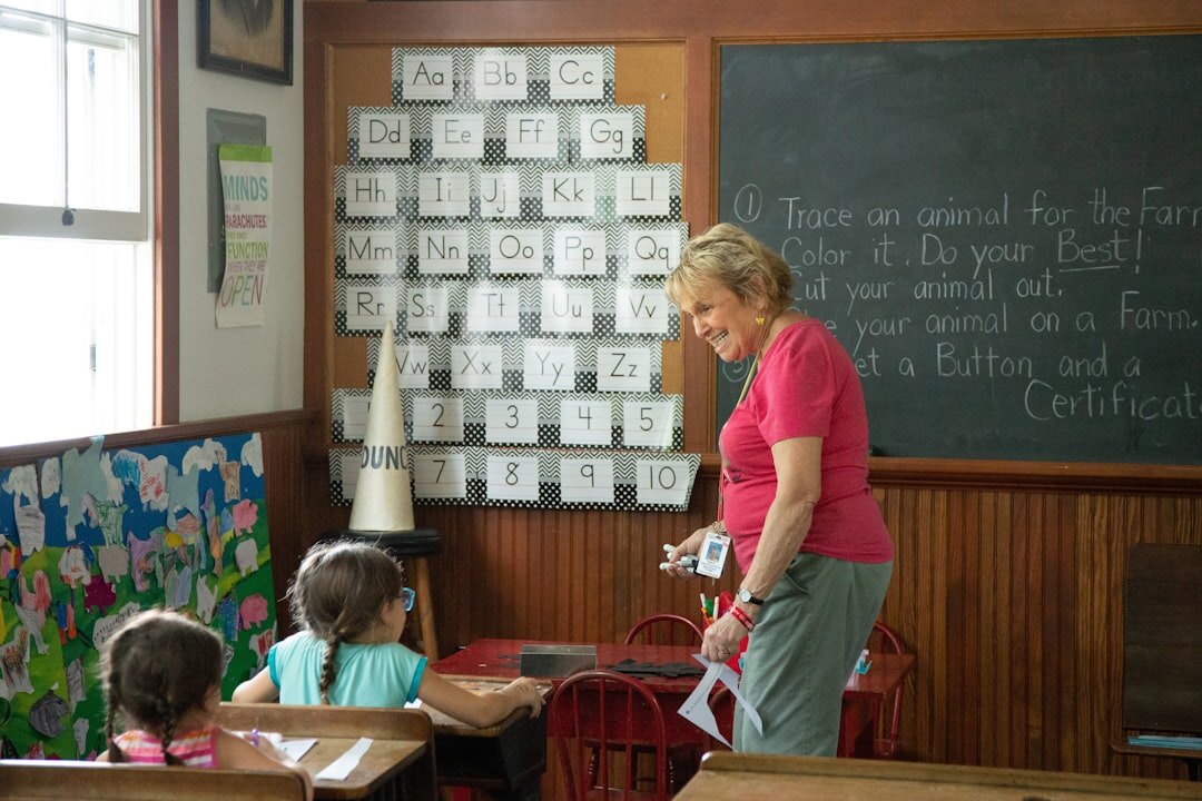 female teacher with students